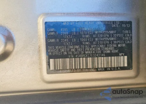 2014 Subaru Outback 2.5I Limited z USA, uszkodzony, nr VIN 4S4BRCKC7E3242146